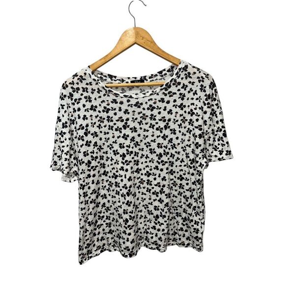 Rails Women's Short Sleeve Top Print Size Medium Linen Blend Lightweight - Picture 1 of 7